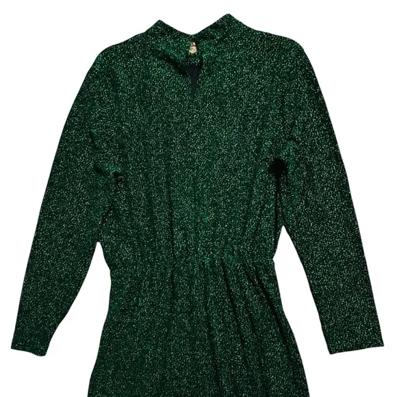 Y.A.S. NWT Green Glitter Long Sleeve Ruched Front Midi Dress XXL - Picture 10 of 16